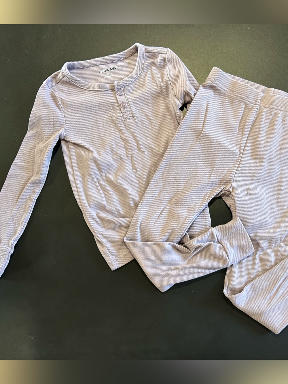 Old Navy Kids Ribbed Henley Pajama Set - Light Lavender